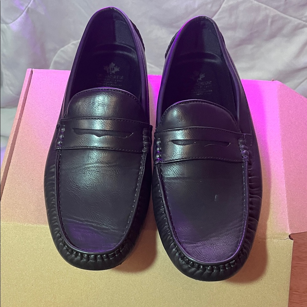 Men's Black Leather Slip-On Penny Loafers